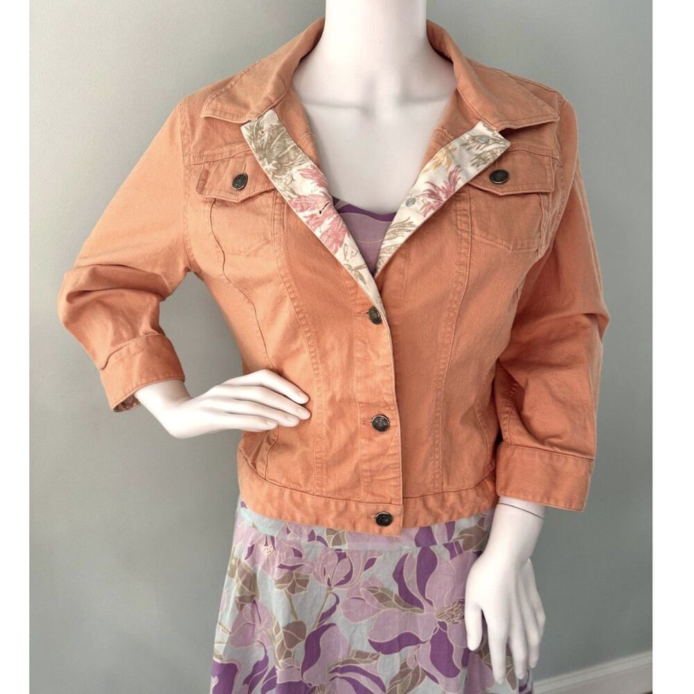 Hearts of Palm Vintage Y2k Creamsicle Orange Cropped Denim Jacket size M